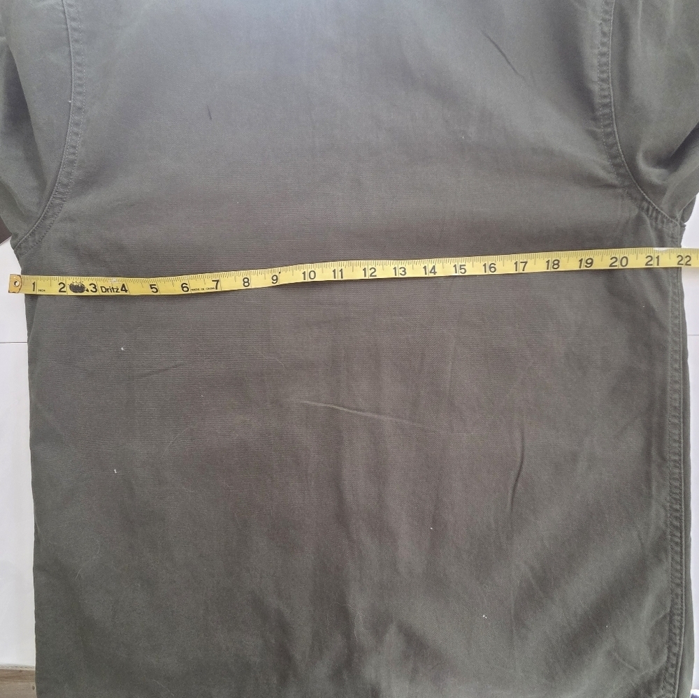 Men's Olive Green Jacket with Faux Shearling Collar - Picture 9 of 11